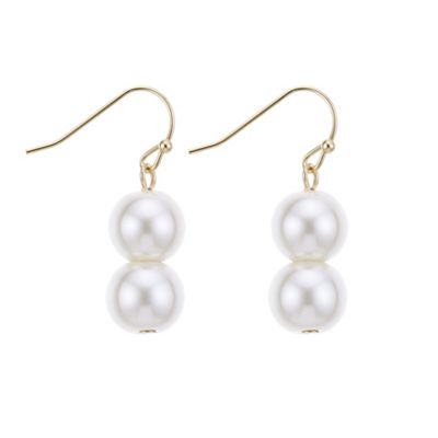 Designer gold double pearl earring